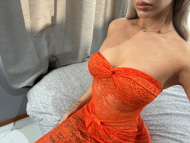 Naomee Lace Maxi Dress- Orange