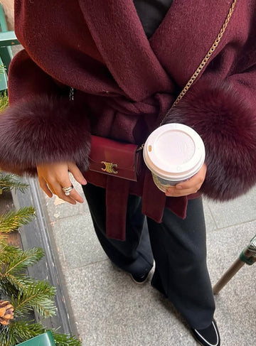 Luxe Sahara Wine Belted Wool Coat