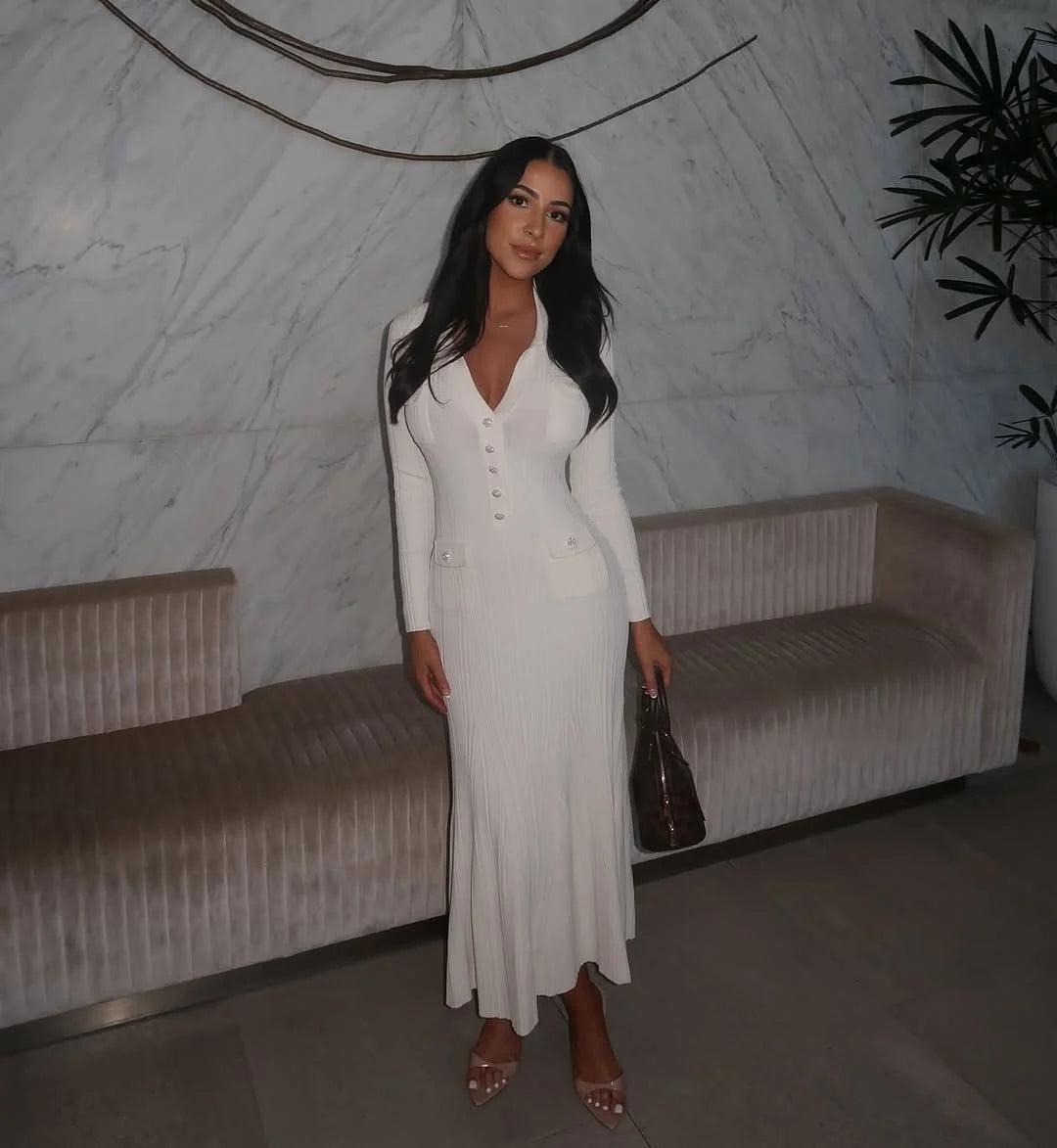 Luxe Knit Button Up Midi Dress