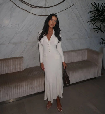 Luxe Knit Button Up Midi Dress