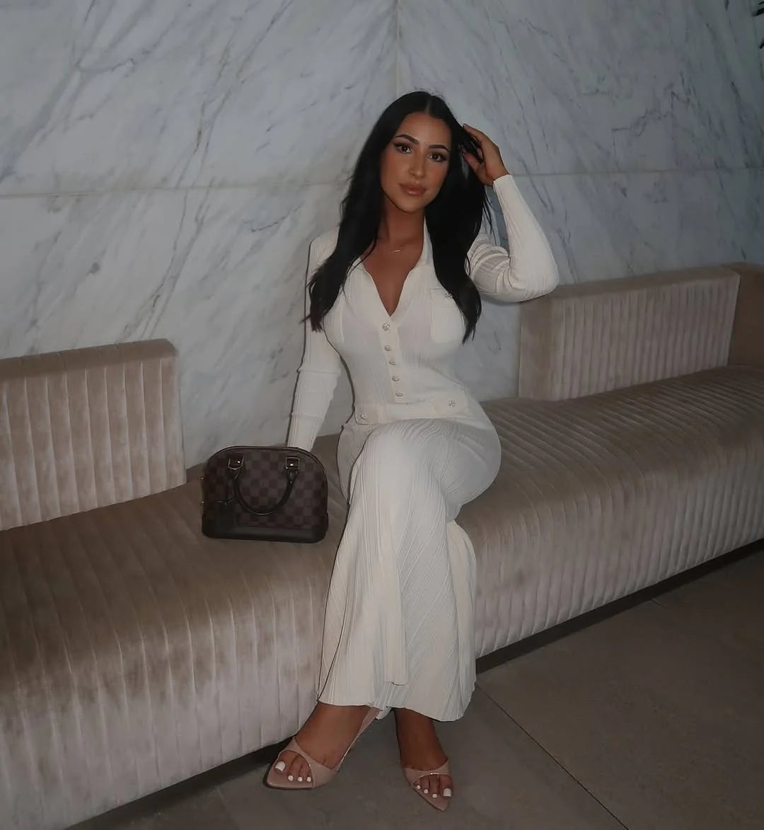 Luxe Knit Button Up Midi Dress