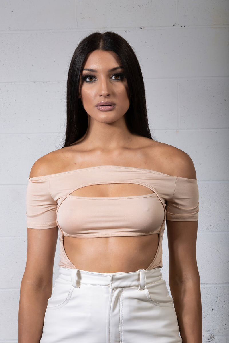 Barbados Off Shoulder Bodysuit - Sand