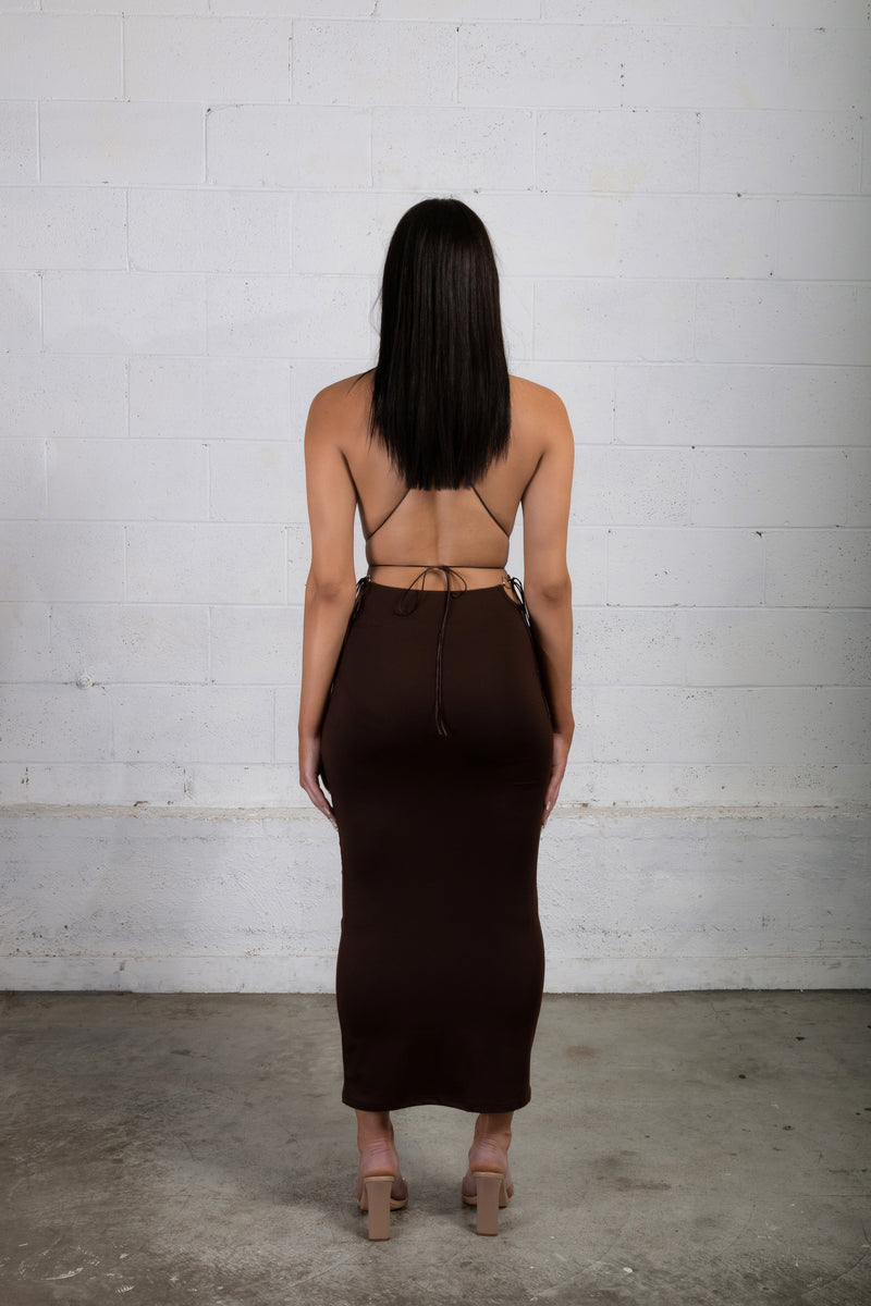 Mykonos Backless Maxi - CHOCOLATE PRE ORDER