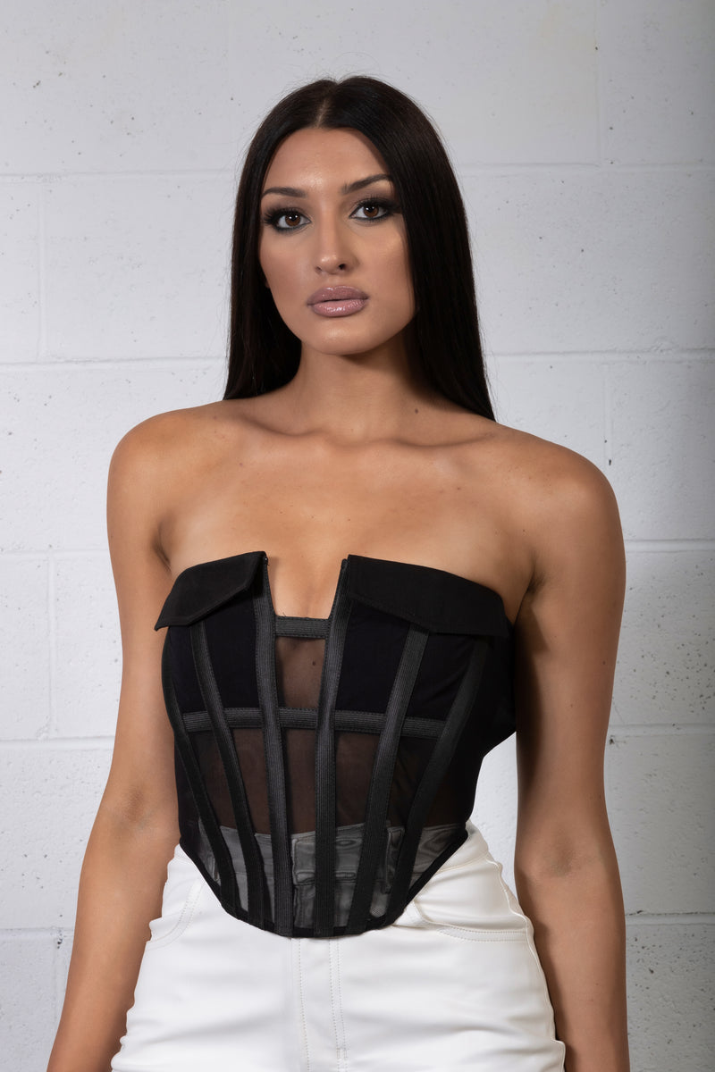 Strapless Pocket Corset - Black-  PRE ORDER