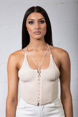 Tie Me Knitted Corset - Sand PRE ORDER